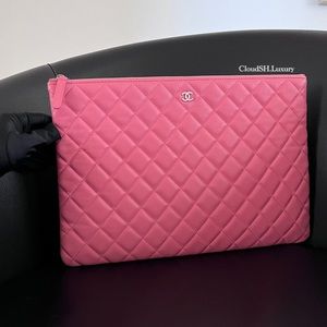 Chanel pink quilted clutch - 2015 second hand Lysis